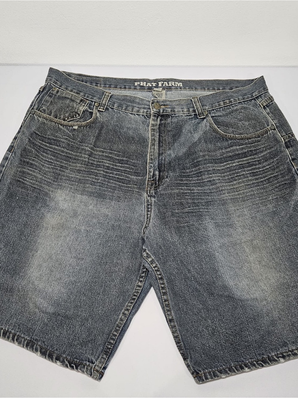 Vtg Phat Farm Denim Shorts Baggy Blue Jean Men’s 42 Waist Y2K Hip Hop